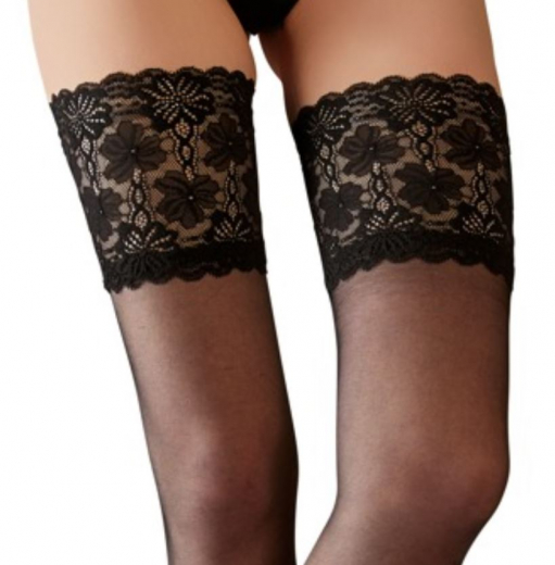 Halterlose Strümpfe m. Spitzenabschluss 15cm schwarz