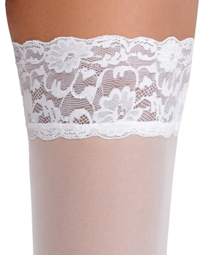 Hold-up Stockings w. Lace Top 9cm white