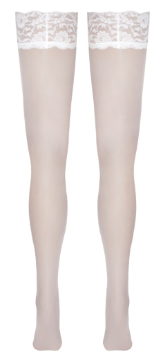 Hold-up Stockings w. Lace Top 9cm white