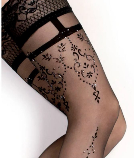 Halterlose Strümpfe m. Stickerei Ballerina 2200 mit feinen Glitzer-Stickereien von BALLERINAS SECRET günstig kaufen