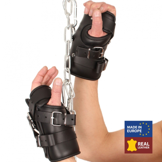 Hand-Hängefesseln Suspension Cuffs Deluxe Leder bis 100kg einstellbar gepolstert Rindsleder von THE RED kaufen