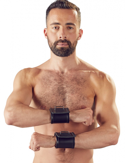 Handfesseln m. Bügelverschluss extra stark Leder