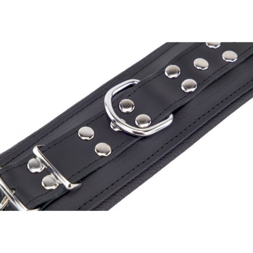 Handfesseln gepolstert m. D-Ring Leder schwarz per Schnallen einstellbar gerundete Kanten kaufen