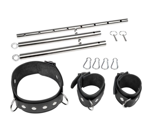 Handfesseln & Halsband Leder m. verstellbarer Spreizstange Fessel-Set robustes Rindsleder m. Karabinern kaufen