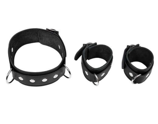 Handfesseln & Halsband Leder m. verstellbarer Spreizstange Fessel-Set mit Schnapp-Karabinern von RIMBA kaufen