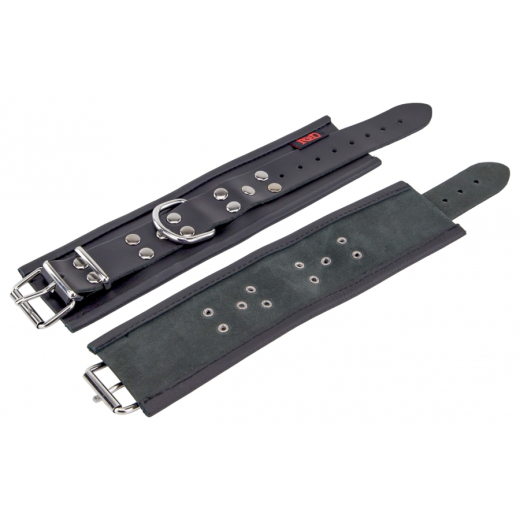 Handfesseln m. D-Ring Leder schwarz einstellbar per Schnallen hochwertiges starkes Rindsleder von THE RED kaufen