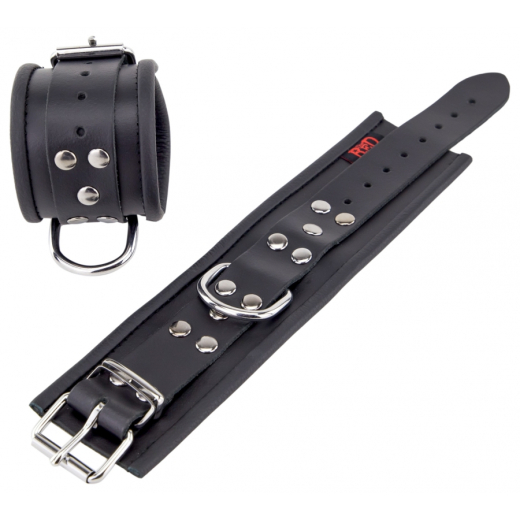 Handfesseln m. D-Ring Leder schwarz einstellbar per Schnallen starkes Rindsleder von THE RED günstig kaufen