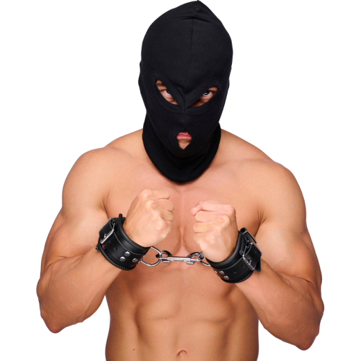 Handfesseln m. D-Ring Leder schwarz einstellbar per Schnallen hochwertiges Rindsleder von THE RED günstig kaufen