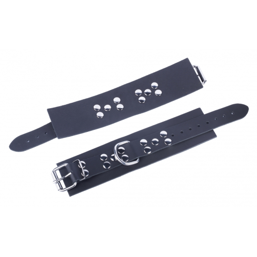 Handfesseln m. D-Ring Ultra Leder schwarz starkes dickes Rindsleder pflanzlich gegerbt per Schnalle einstellbar kaufen