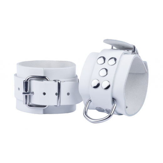 Handfesseln m. D-Ring Ultra Leder weiss