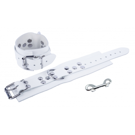 Wrist Cuffs w. D-Ring Ultra Leather white strong & thick Cowhide vegetable tanned by Buckle adjustable by THE RED buy