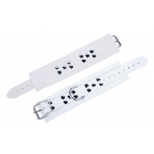 Wrist Cuffs w. D-Ring Ultra Leather white strong & thick Cowhide by Buckle adjustable by THE RED buy cheap