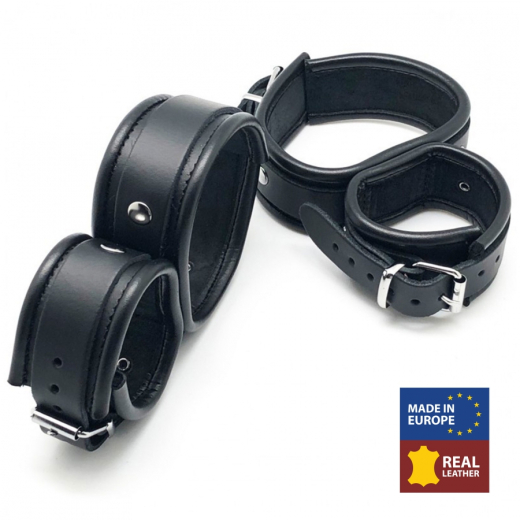 Handgelenk-Fussgelenk Fesselkombination Leder mit Schnallen einstellbar Kanten gerundet Rindsleder von THE RED kaufen