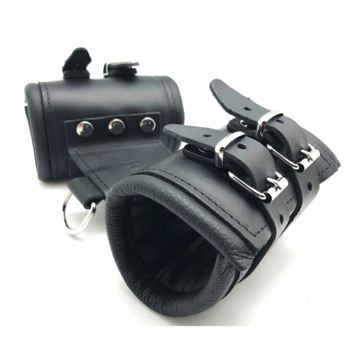 Wrist Cuffs double extra wide Deluxe Leather with 4 Metal Buckles adjustable BDSM Restraints by THE RED buy cheap