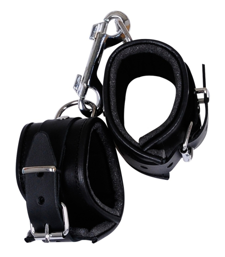 Handgelenkfesseln Leder gepolstert m. Karabiner Zado verstellbar mit silberfarbener Roller-Schnalle 6.5cm breit kaufen