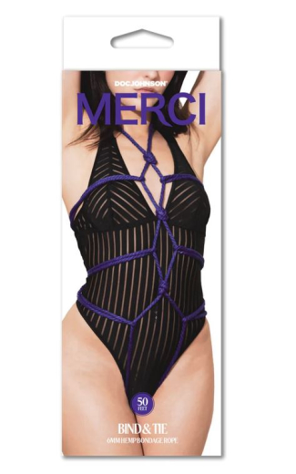 Hemp Bondage Rope Doc Johnson Bind & Tie 15m 6mm purple ready-to-use soft 3-Strands braided Hemp-Rope buy cheap