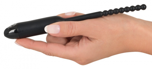 Harnröhrenvibrator m. Kugeln Silikon 8mm schwarz