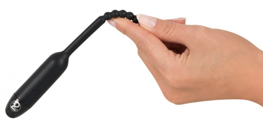 Harnröhrenvibrator m. Kugeln Silikon 8mm schwarz