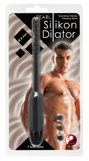 Harnröhrenvibrator m. Kugeln Silikon 8mm schwarz