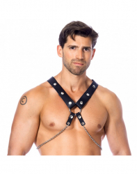 Harnais de poitrine en cuir pour hommes avec chaînes