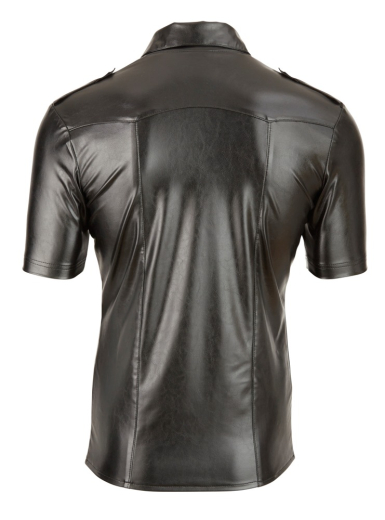 Mens Shirt w. Snaps Leatherette Uniform-Style Snap-Button Front & Pocket Muscle-Shirt by SVENJOYMENT buy cheap