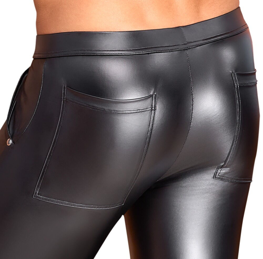 Herren Hose m. Reissverschlüssen Mattlook schmal & eng anliegend mattglänzendes elastisches Material von NEK kaufen