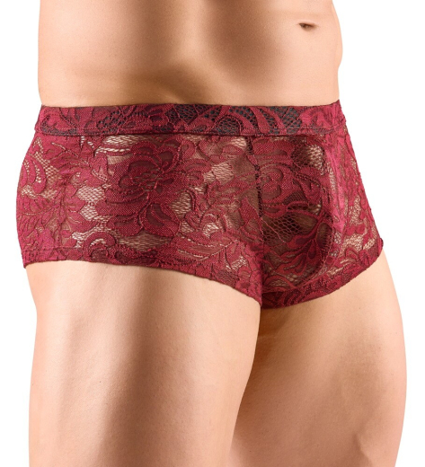Mens Hotpants Flower Lace red transparent & elastic with covered Waistband floral Lace Pants up to XXL buy