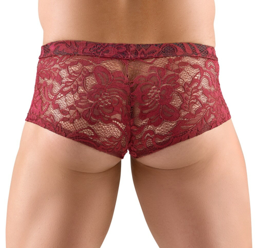 Mens Hotpants Flower Lace red transparent & elastic with covered Waistband up to XXL by SVENJOYMENT buy cheap