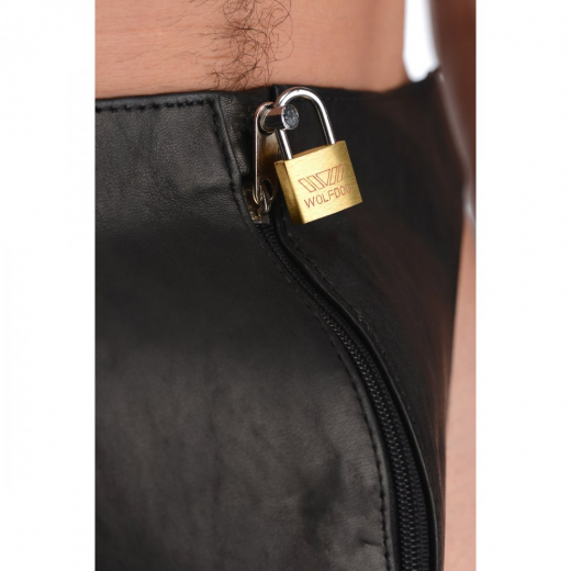 Herren Keuschheits-Jock m. Dornen abschliessbar Leder