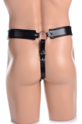 Mens Chastity Belt Netted Thong PU-Leather