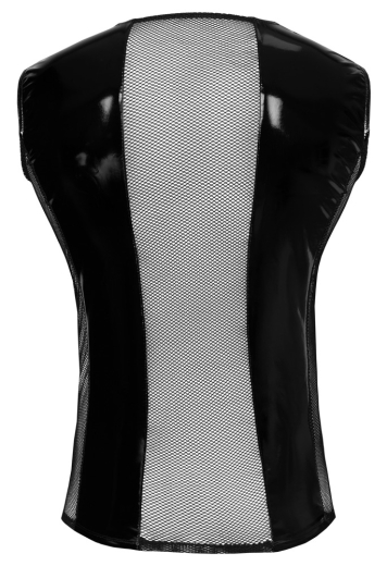 Herren Lack-Shirt m. Netz & Schnallen