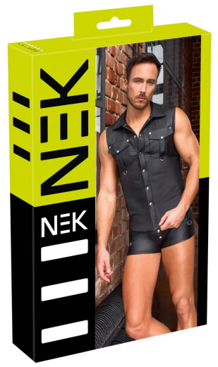 Shirt sleeveless w. Snap-Button Front & Pockets Mattlook attached Breast-Pockets by NEK buy