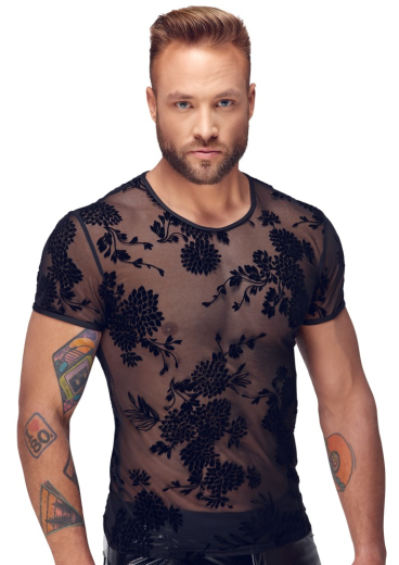 T-shirt homme en maille fine avec impression florale floquée