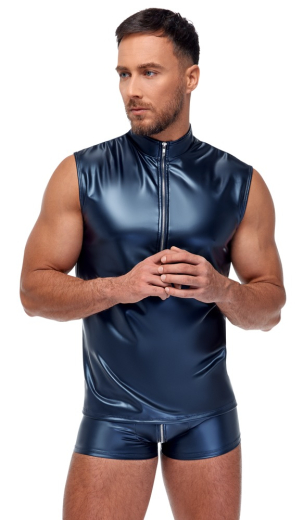 Mens Shirt w. Zipper blue-metallic