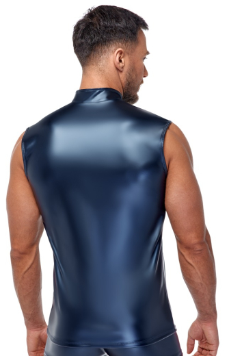 Mens Shirt w. Zipper blue-metallic