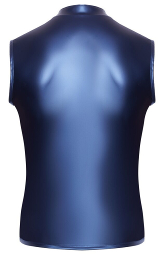 Mens Shirt w. Straps & Zipper blue-metallic elastic w. Mesh-Inserts & full-length Front-Zip by NEK erotic Menswear buy cheap