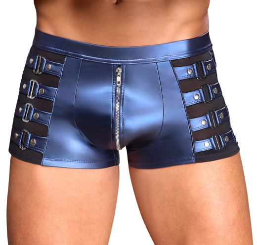 Herren Shorts m. Riemchen & Reissverschluss blaumetallic