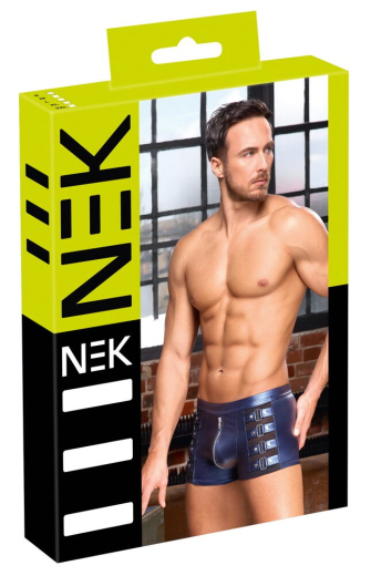 Herren Shorts m. Riemchen & Reissverschluss blaumetallic elastisch mit transparenten Netzeinsätzen von NEK kaufen