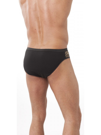Herren-Slip m. Reissverschluss Leopard elastisch Vorderseite mit Leopard Print & Reissverschluss von RIMBA kaufen