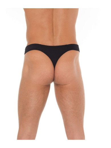 Mens Thong w. Zipper black highly elastic G-String with silver-colored Zipper at the Bag by RIMBA buy