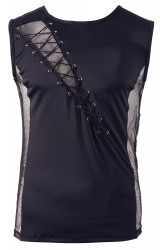 Herrenshirt m. Netzeinsatz & Schnürung