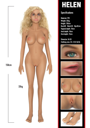 Hidden Desire Banger Babe Helen Real Doll lifelike lifesized Sex-Doll with big Breasts & 3 Openings w. Steel-Skeleton buy