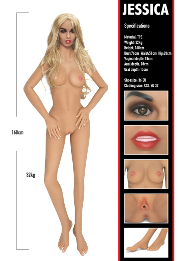 Hidden Desire Banger Babe Jessica Real Doll lifelike lifesized Sex-Doll with big Breasts & 3 Openings w. Steel-Skeleton buy