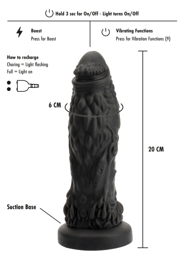 Hidden Desire Goblin Monsterdildo m. Vibration Silikon 9 Modi m. Saugfuss wasserdicht stark strukturiert günstig kaufen