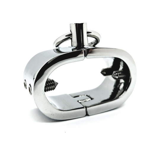 Testicle Shackle w. Spikes hinged Stainless Steel