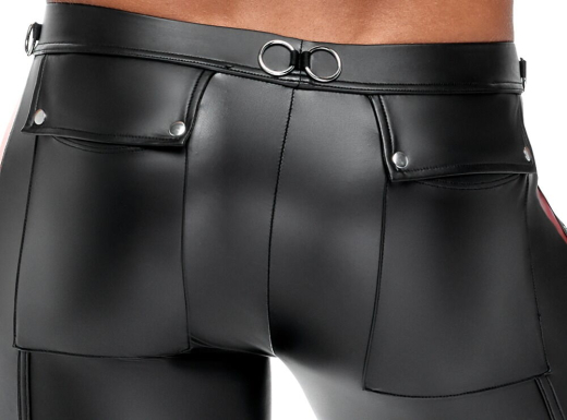 Hose m. Netzeinsätzen Mattlook schwarz-rot eng geschnitten m. Reissverschluss-Beutel von NEK günstig kaufen