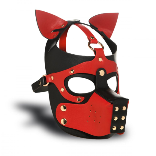 Hundemaske m. abnehmbarem Maulkorb rot-schwarz einstellbar Gesichtsmaske von MASTER SERIES günstig kaufen