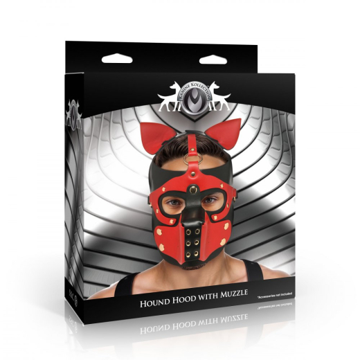 Hundemaske m. abnehmbarem Maulkorb rot-schwarz Kunstleder Gesichtsmaske von MASTER SERIES günstig kaufen
