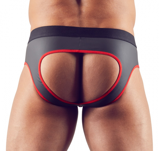 Jockslip look néoprène noir-rouge
