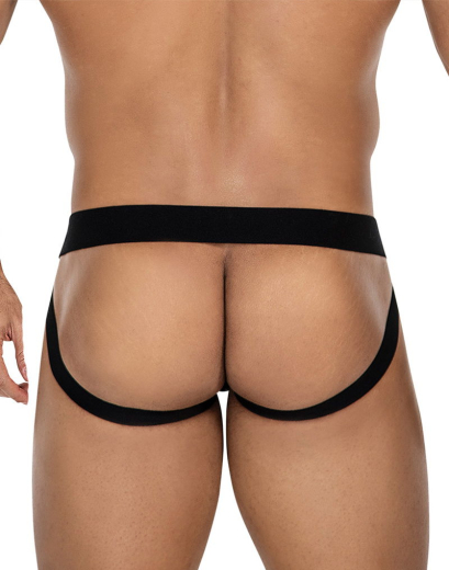 JOCKSTR4P by C4M Jock Snap blau Kunstleder abknöpfbare Front & O-Ringe in Mattschwarz von CUT4MEN kaufen